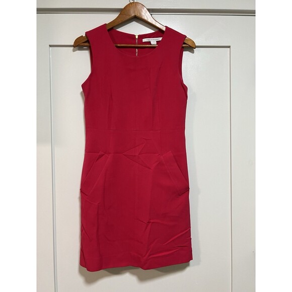 DVF Diane von Furstenburg  Capreena Mini Dress Size 6 Berry Red Sleeveless Shift - Picture 10 of 10